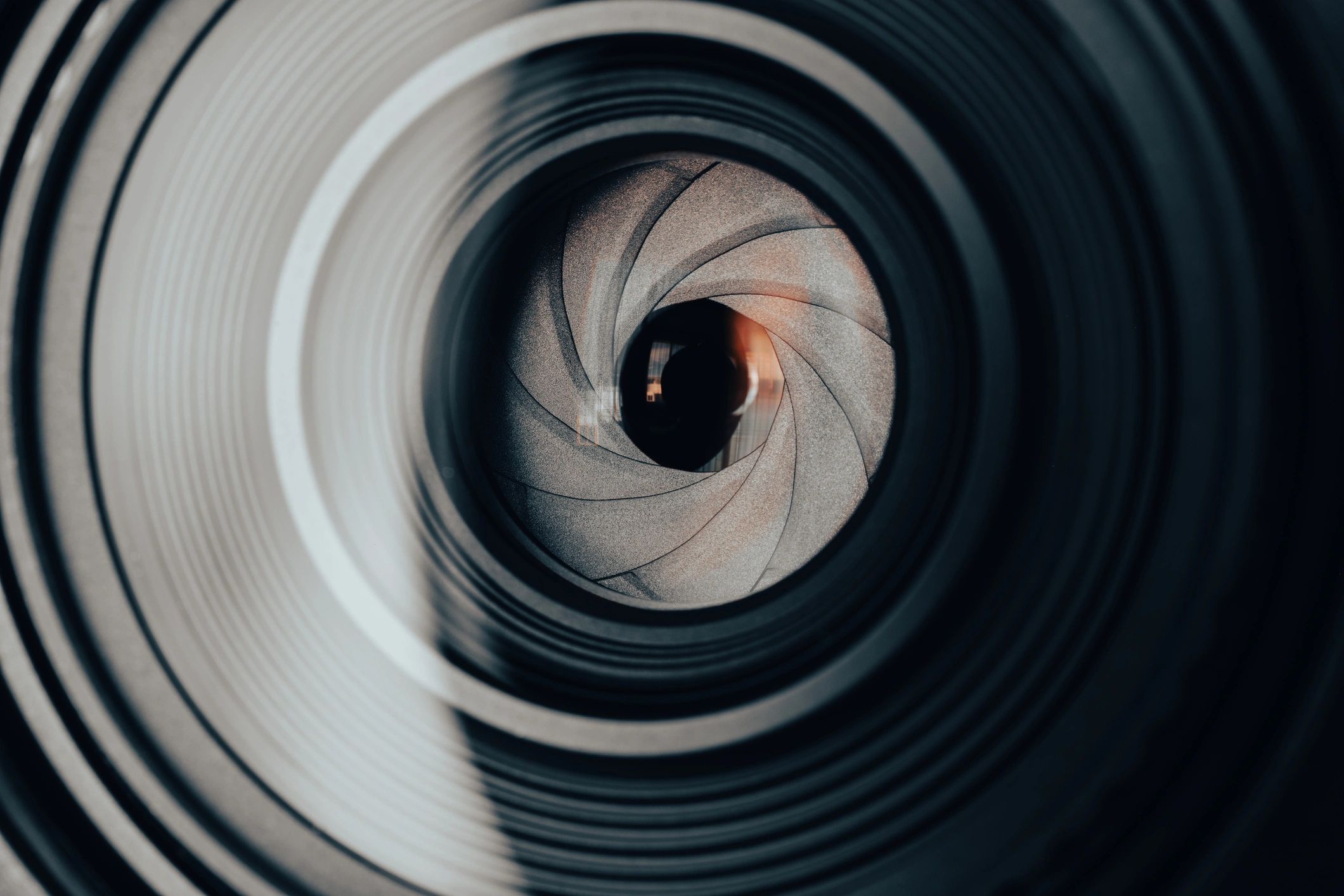Close-up of professional camera lens