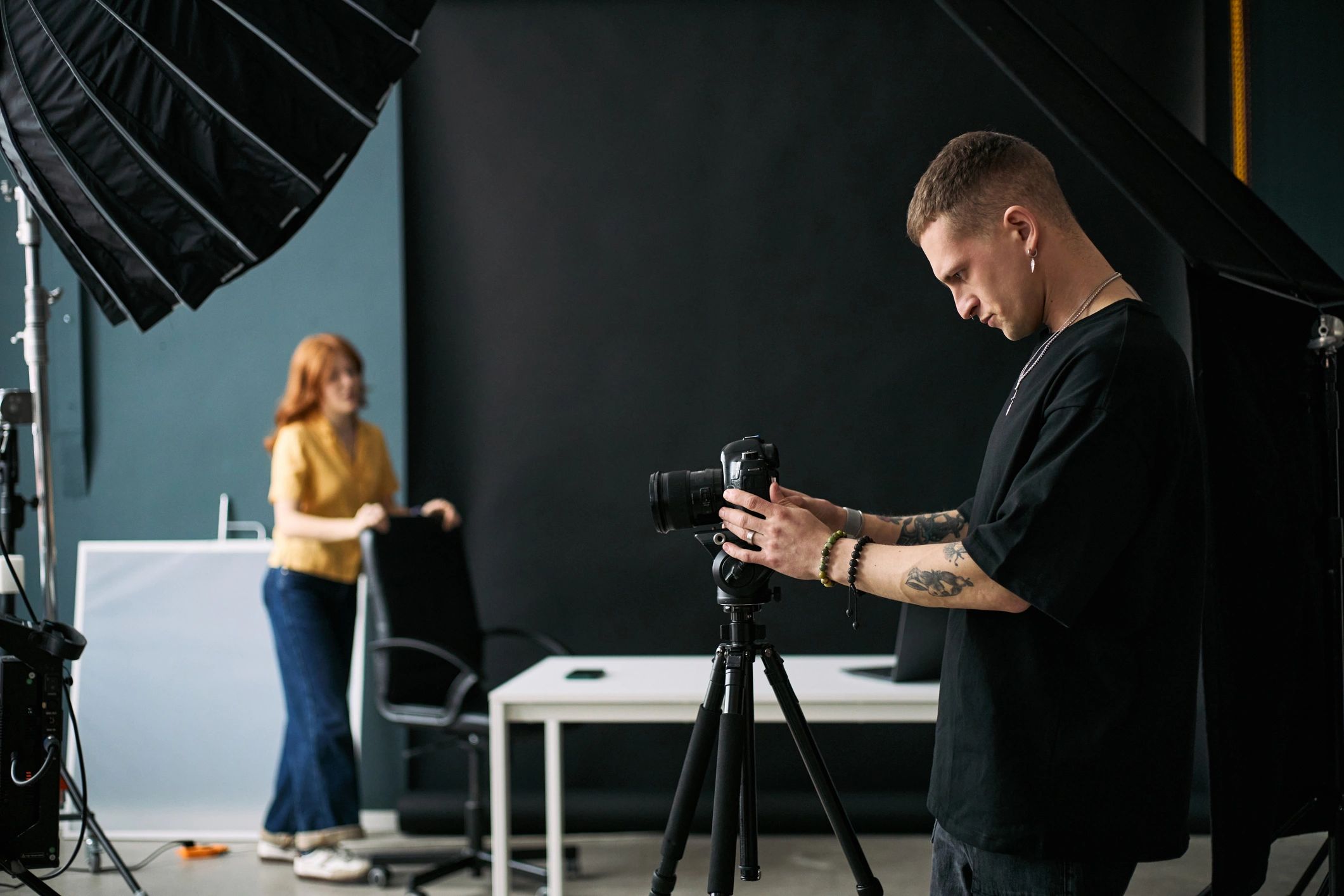 Camera setup for a photography lesson